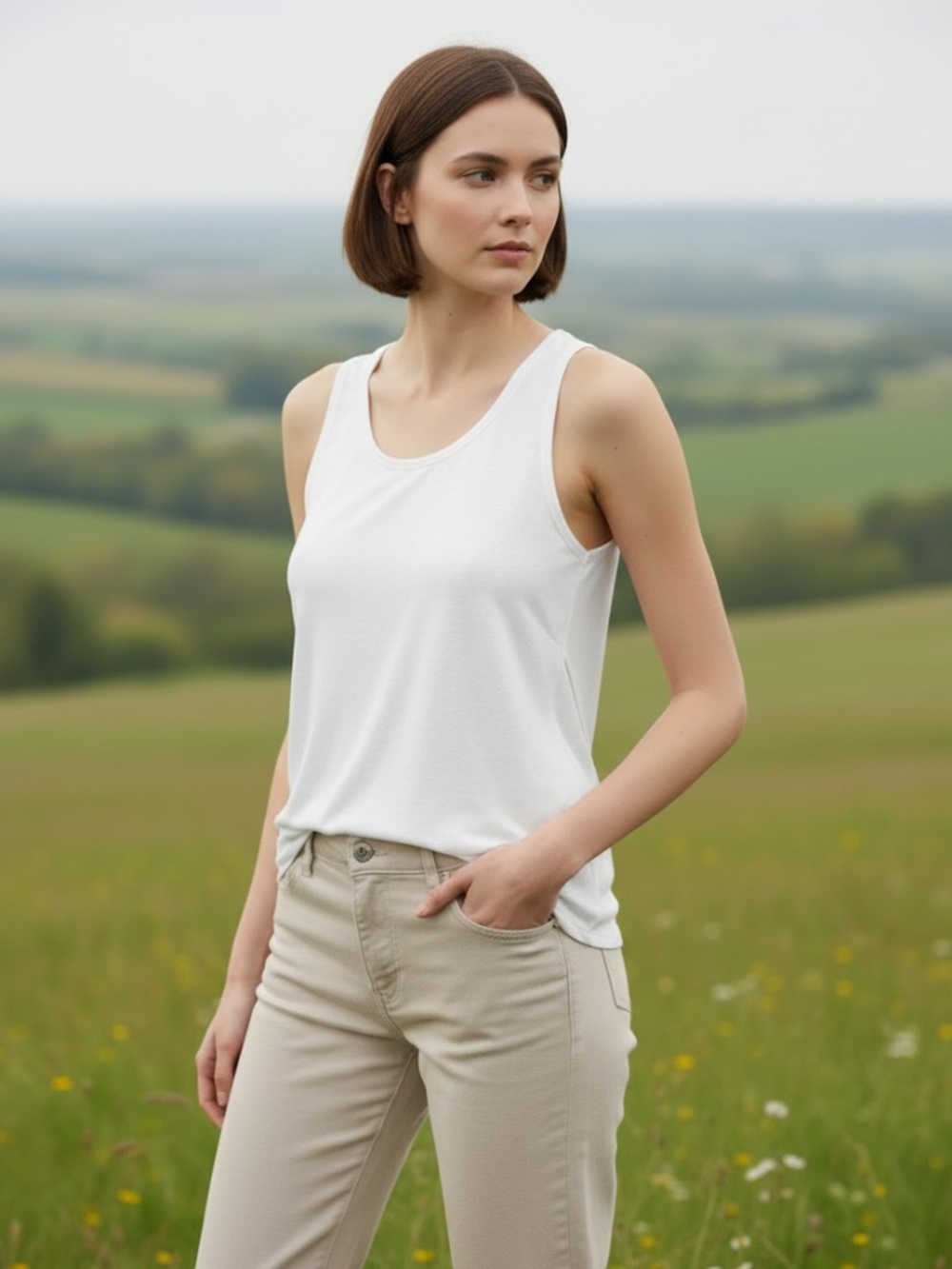 EUC Banana Republic White Sleeveless Boat-Neck Tank Too with Draped Back X-Small